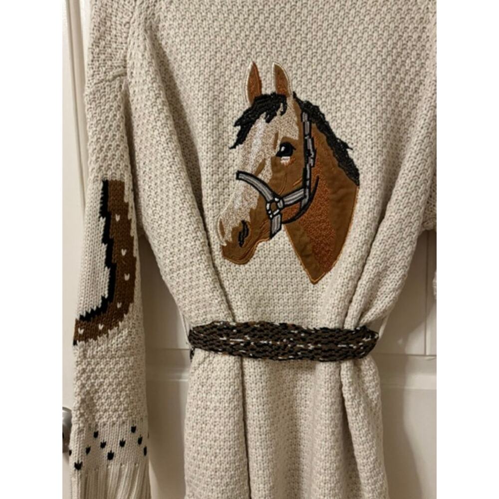 Blue B Western High Horse belted Horseshoe Cardigan M - Picture 9 of 12